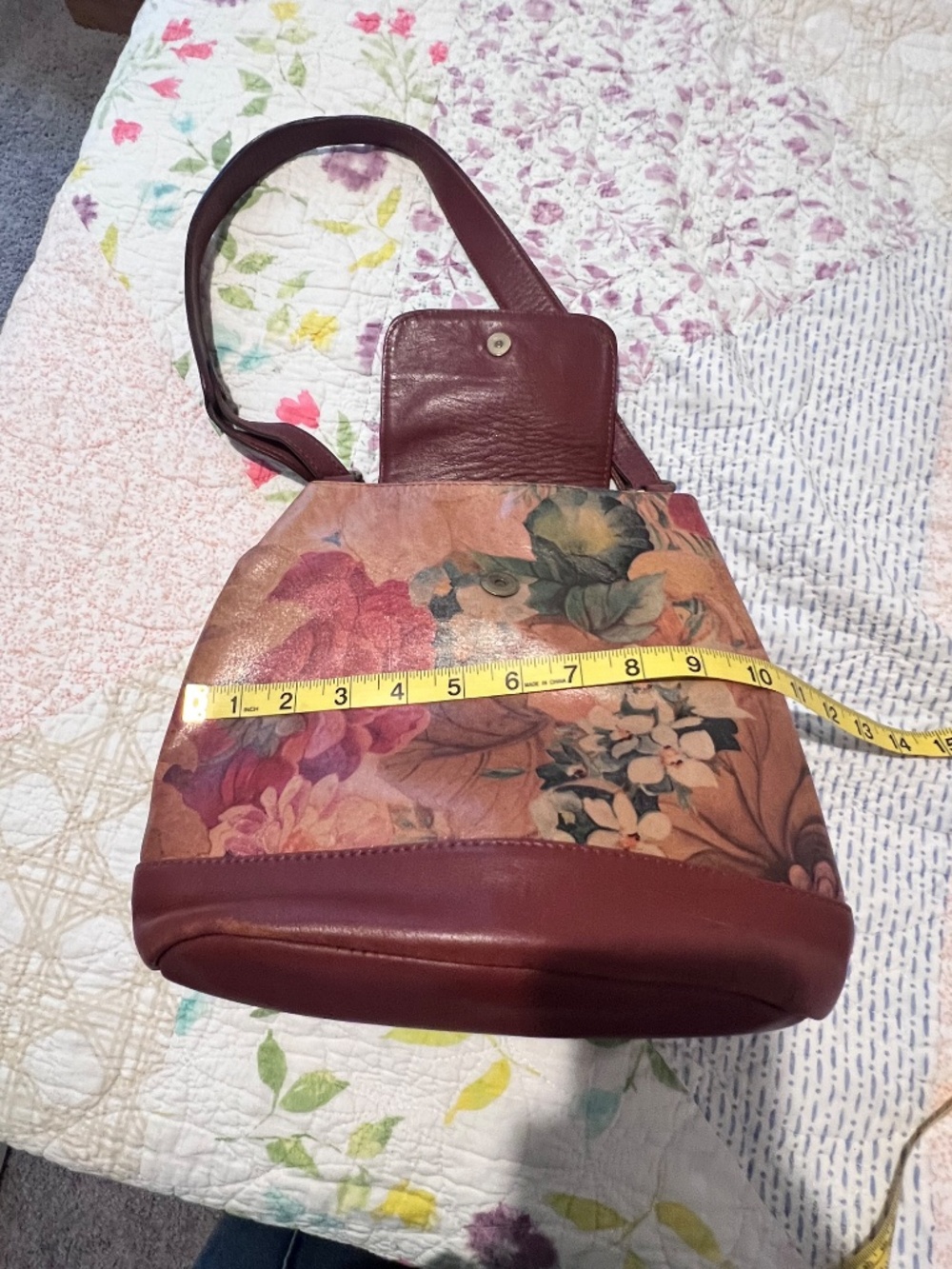 Vintage Cuero Vaca Argentina Floral Leather Shoulder Bag - Picture 6 of 14
